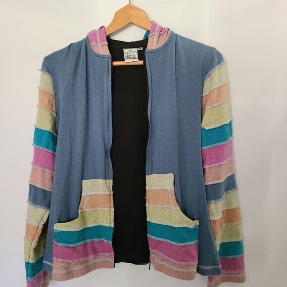 Parsley and Sage Boho‎ Rainbow Full Zip Hooded Jacket sz M - Picture 4 of 4